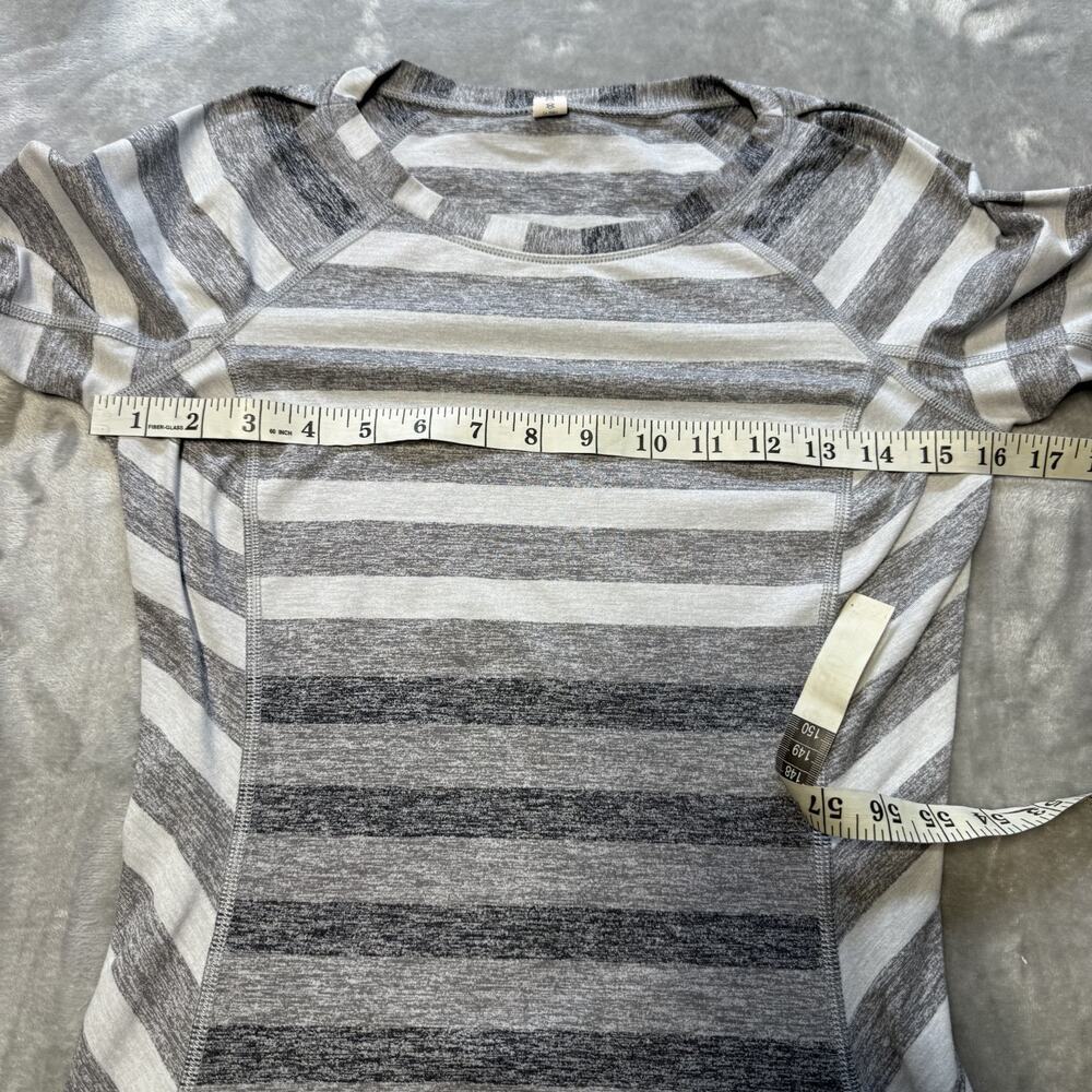 Lululemon Race Your Pace Long Sleeve Marshmallow Stripe Heathered Slate Size 4 - Picture 5 of 13